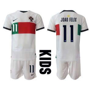 Portugal Joao Felix #11 kläder Barn VM 2022 Bortatröja Kortärmad (+ korta byxor)